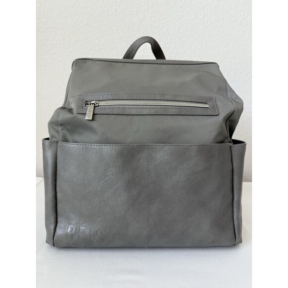 BÉIS The Backpack Diaper Bag Grey Muti-Wear Stain Resistant Vegan Leather Travel - Picture 1 of 14